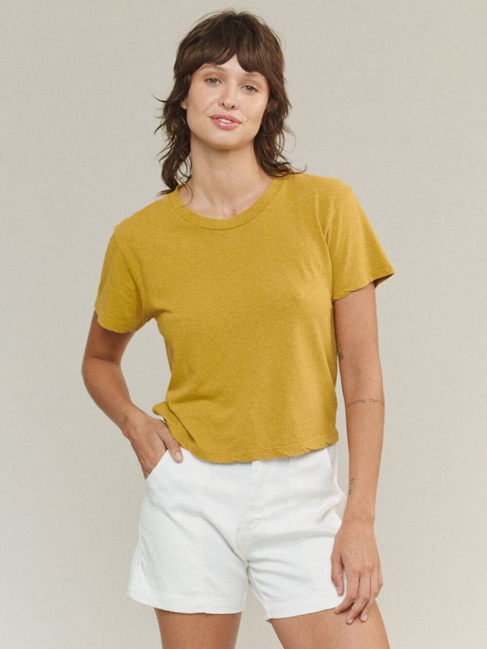 Jungmaven Cropped Lorel Tee XS Yellow $75